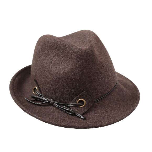 Scala Mens Wool Felt Outback Hat One Size Brown Leather Tie Fedora Winter Fall - Picture 1 of 7